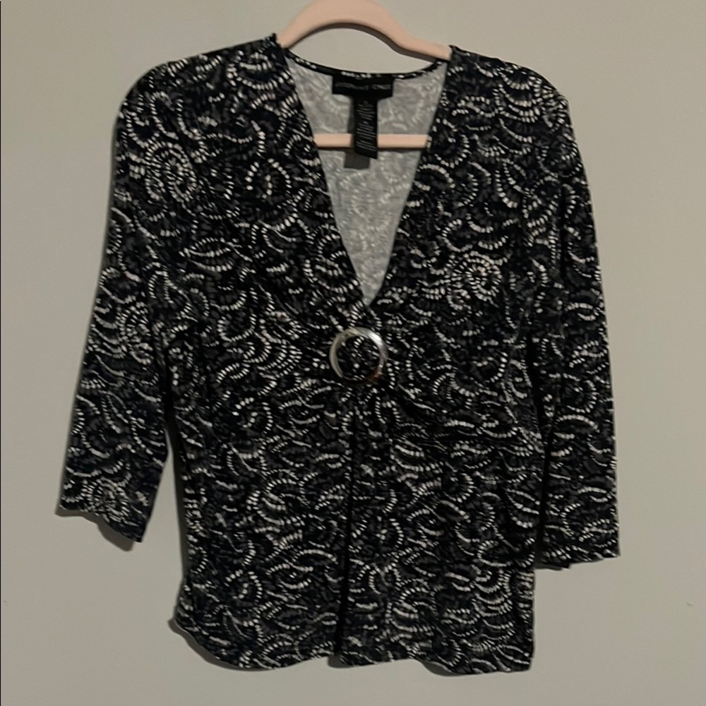 Chico's Black and White Patterned Blouse
